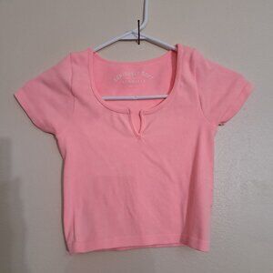 Aeropostale Seriously Soft Seamless Cropped Top Tee Shirt Pink Small